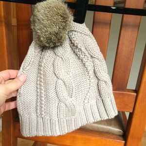Tory Burch 100% cashmere hat with real rabbit fur
